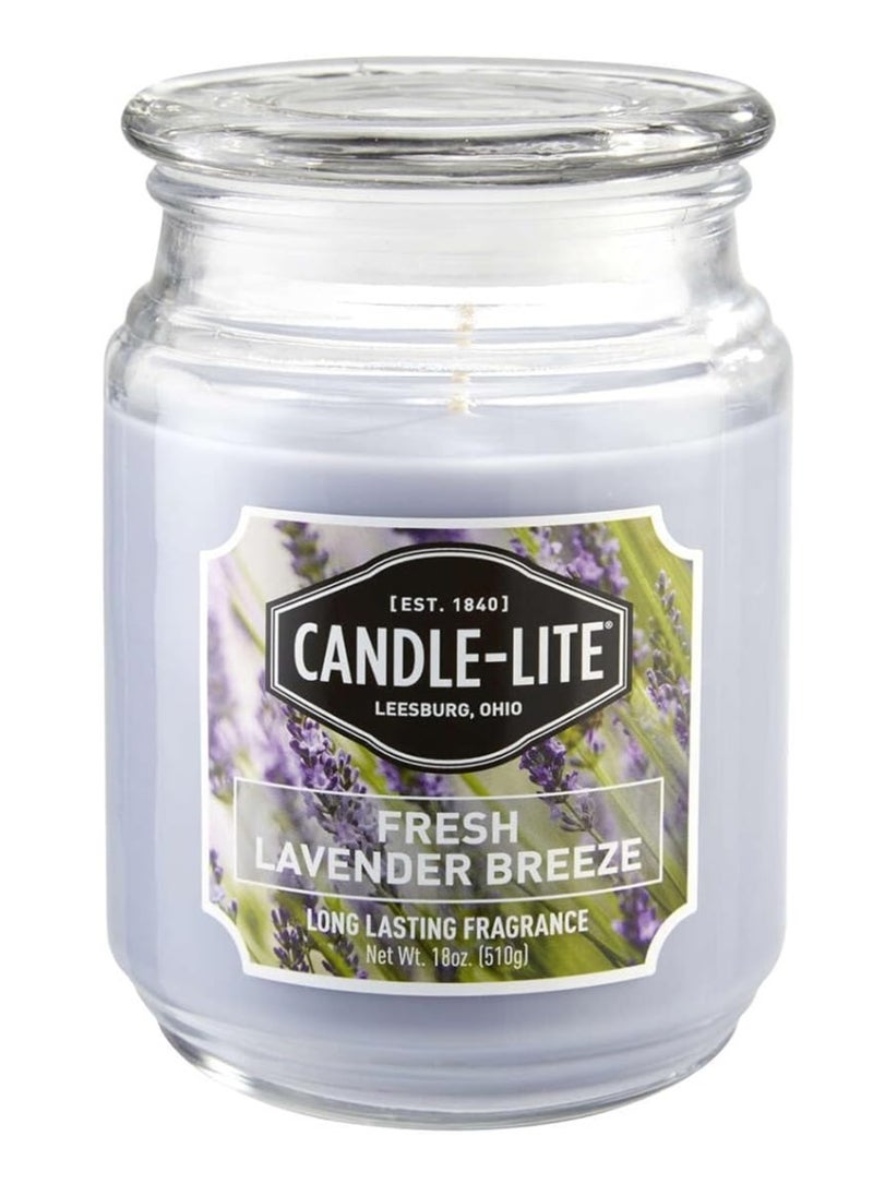 Candle-lite Scented Candles, Fresh Lavender Breeze Fragrance, One 18 oz. Single-Wick Aromatherapy Candle with 110 Hours of Burn Time, Light Lavender Candle