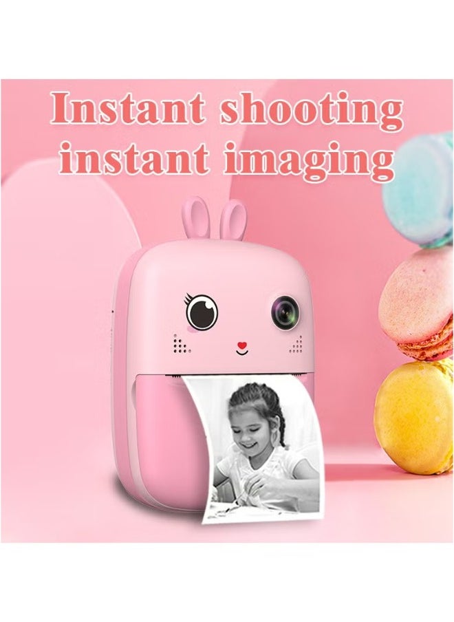 Kids Camera, 1080P Instant Printing Dual Camera, Photo Video, 2.4 Inch IPS LCD Screen, Built-in 1800mAh Battery, 32G TF Card, Birthday Festival Gift for Kids