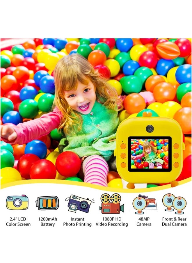 Chick-Shaped 48MP Children's Camera - Perfect Gift for Kids Aged 3-14 (Yellow)