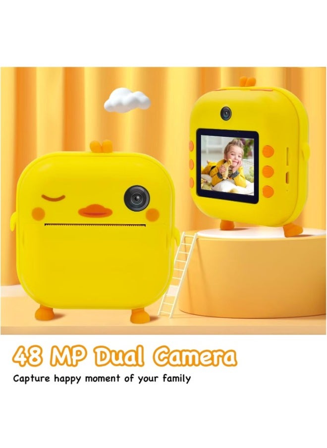 Chick-Shaped 48MP Children's Camera - Perfect Gift for Kids Aged 3-14 (Yellow)