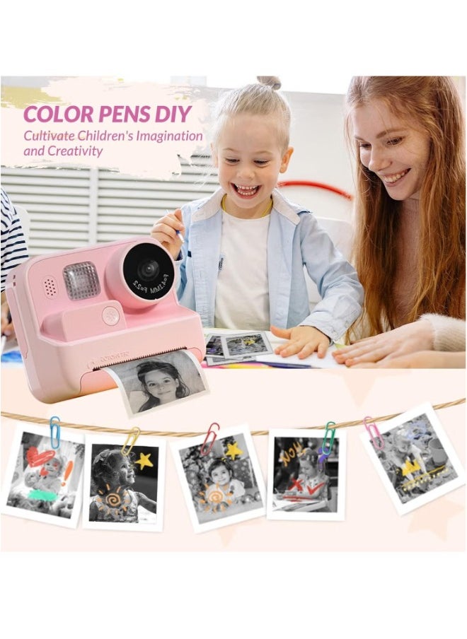 Mafiti Kids Instant Print Camera - 48MP, Zero Ink, and Selfie Mode (Pink)