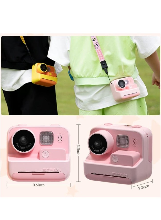 Mafiti Kids Instant Print Camera - 48MP, Zero Ink, and Selfie Mode (Pink)