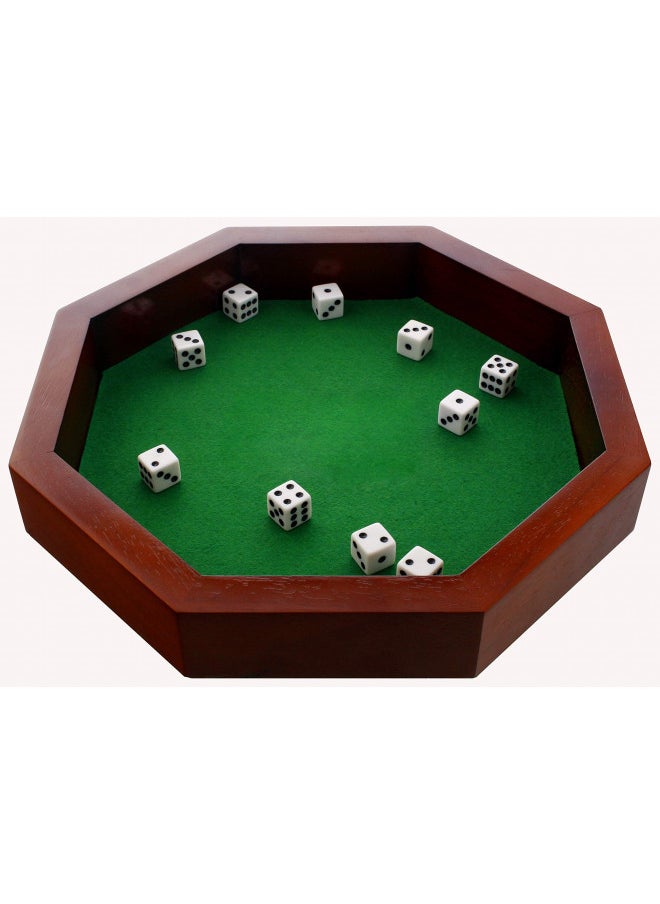 FUN+1 TOYS! 11.75-Inch Octagonal Wooden Dice Tray - Dice Included