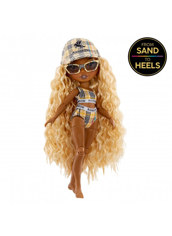 Rainbow High Pacific Coast Harper Dune- Sand (Light Yellow) Fashion Doll with 2 Designer Outfits, Pool Accessories Playset, Interchangeable Legs, Toys for Kids, Great Gift for Ages 6-12+ Years