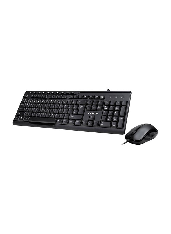 Wired Keyboard and Mouse Combo, 1000 DPI Sensitivity, USB Interface, Membrane Activation, Up to 3 Million Clicks, Long-Lasting Mouse, 1.5m Cable Length, KM6300 Black