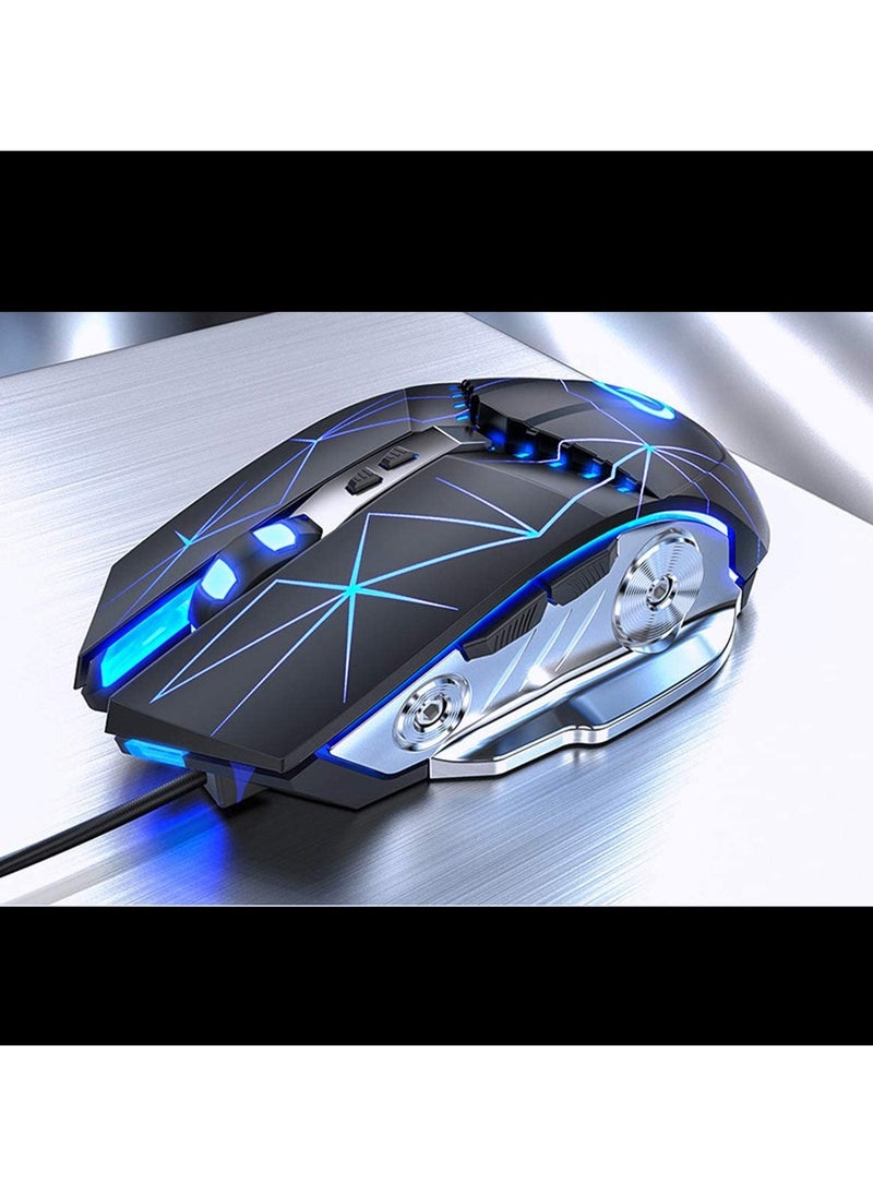 Gaming Mouse USB Wired RGB Backlit Silent Click Gamer Mouse with 4 Adjustable DPI Up to 3200, Comfortable Grip Ergonomic Optical Gaming Mice for Laptop PC Gamer Computer