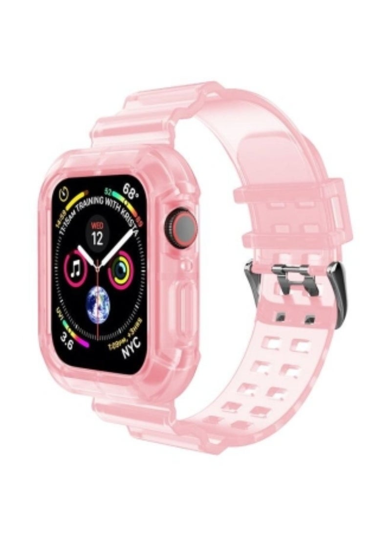 Replacement Strap Transparent Watch Band For Apple Watch Transparent Pink