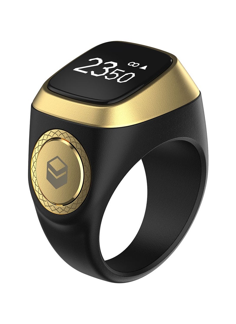 Smart Tasbih Zikr Ring OLED Display Powerful Battery Backup Smart Ring App Operated Tasbih Counter Prayer Reminder Technology Plastic 5 Prayer Time Reminders iQibla Smart Zikr Ring 22MM Black