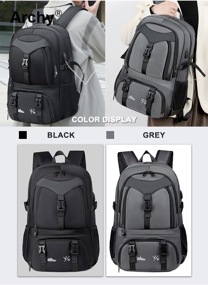Expandable Capacity Travel Backpack for Men and Women Laptop Interlayer Backpack Schoolbag with USB Port Large Capacity Men's Daypack Outdoor Climbing Rucksack Sports Camping Hiking Backpack