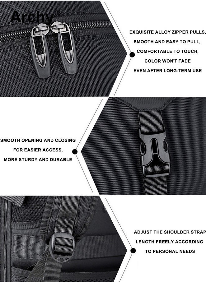 Expandable Capacity Travel Backpack for Men and Women Laptop Interlayer Backpack Schoolbag with USB Port Large Capacity Men's Daypack Outdoor Climbing Rucksack Sports Camping Hiking Backpack