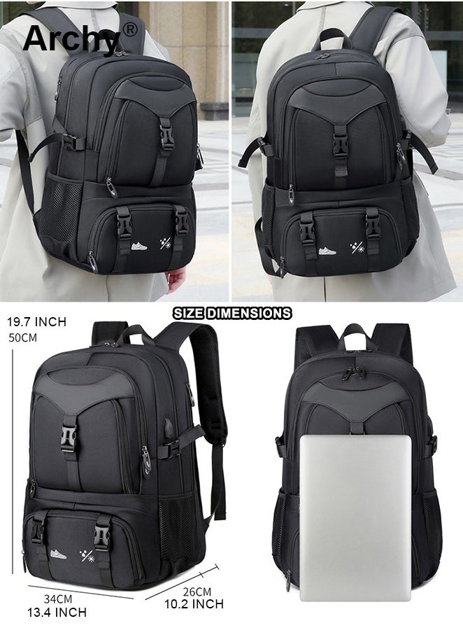 Expandable Capacity Travel Backpack for Men and Women Laptop Interlayer Backpack Schoolbag with USB Port Large Capacity Men's Daypack Outdoor Climbing Rucksack Sports Camping Hiking Backpack