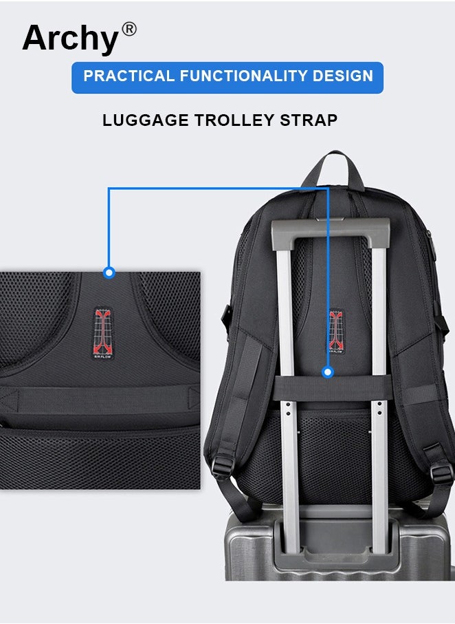 Expandable Capacity Travel Backpack for Men and Women Laptop Interlayer Backpack Schoolbag with USB Port Large Capacity Men's Daypack Outdoor Climbing Rucksack Sports Camping Hiking Backpack