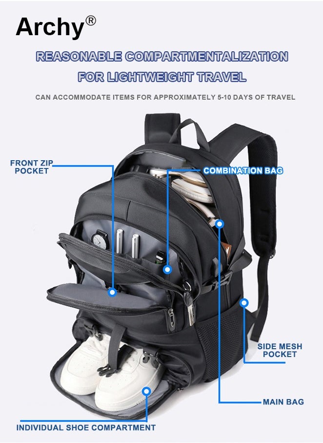Expandable Capacity Travel Backpack for Men and Women Laptop Interlayer Backpack Schoolbag with USB Port Large Capacity Men's Daypack Outdoor Climbing Rucksack Sports Camping Hiking Backpack