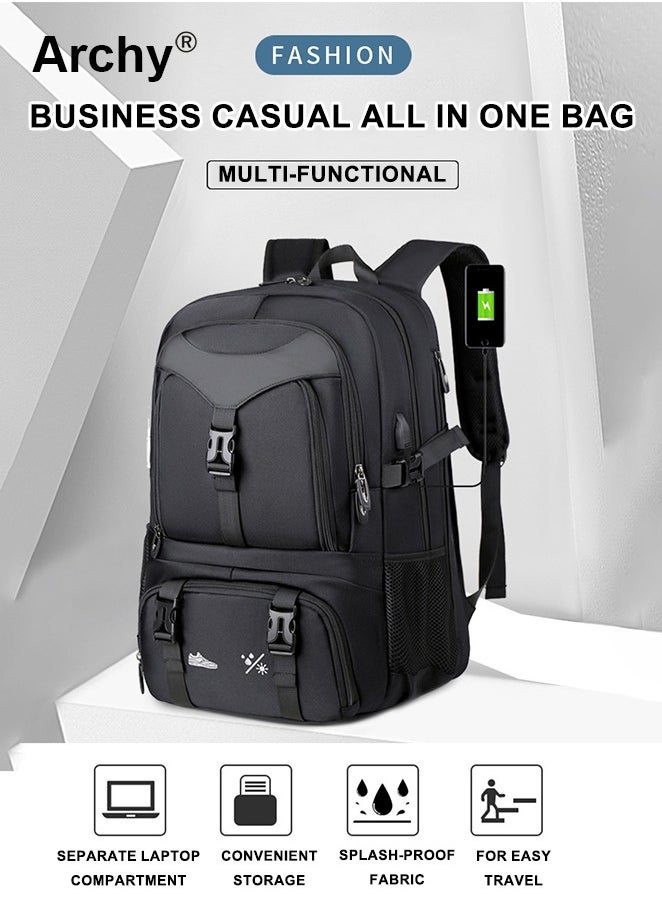 Expandable Capacity Travel Backpack for Men and Women Laptop Interlayer Backpack Schoolbag with USB Port Large Capacity Men's Daypack Outdoor Climbing Rucksack Sports Camping Hiking Backpack