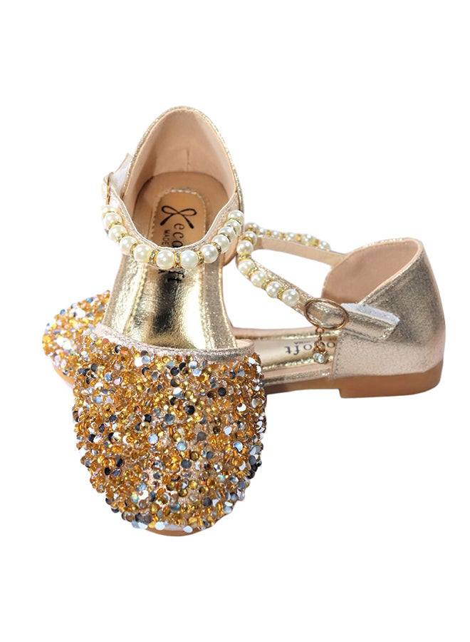 Girls Embellished Ballerinas Gold