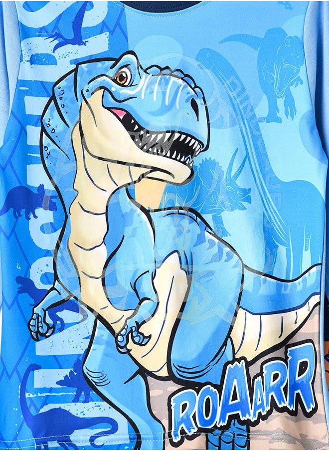 Blue Dino Roar Glow-in-the-Dark Pajama Set for Boys