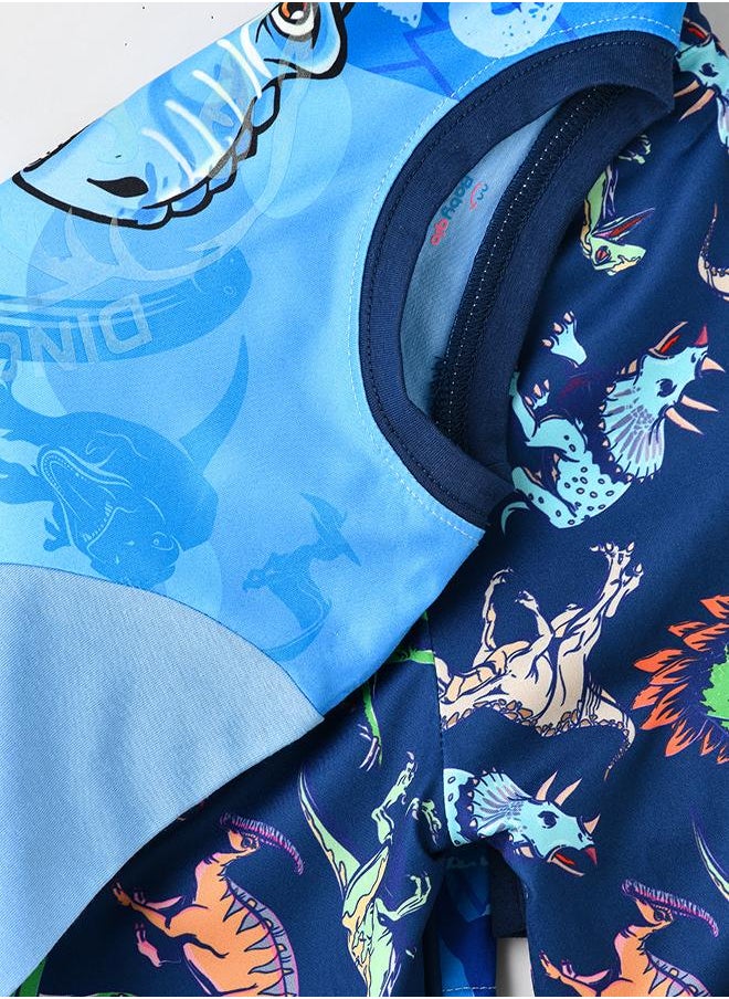 Blue Dino Roar Glow-in-the-Dark Pajama Set for Boys