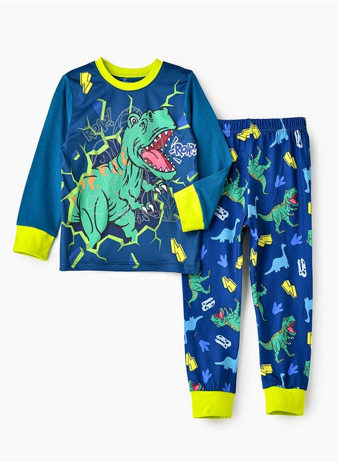 Roaring Dinosaur Glow-in-the-Dark Pajama Set for Boys