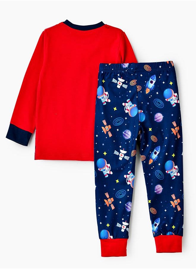 Outer Space Glow-in-the-Dark Pajama Set for Boys