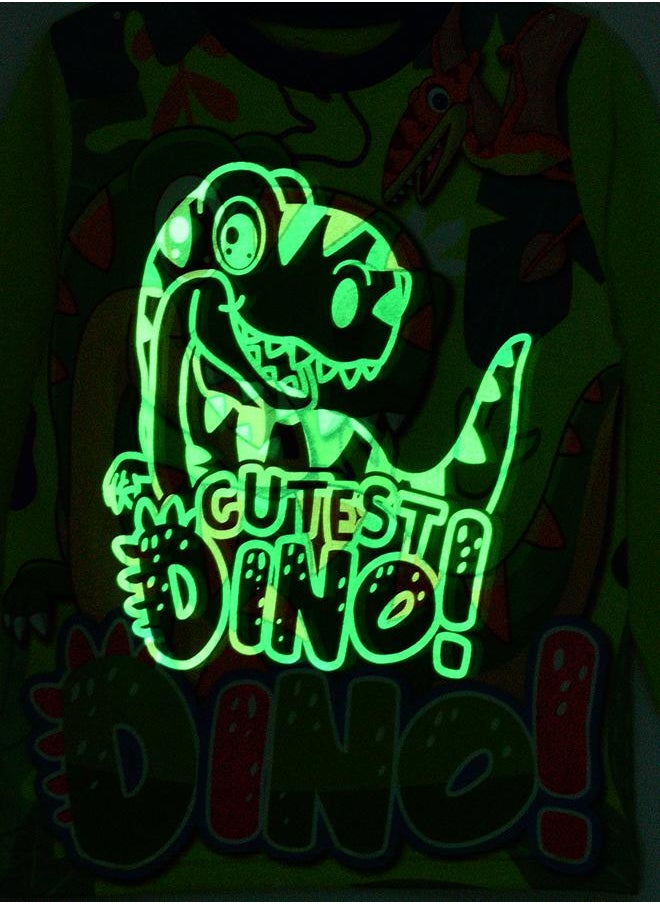 Happy Dino Glow-in-the-Dark Pajama Set for Boys