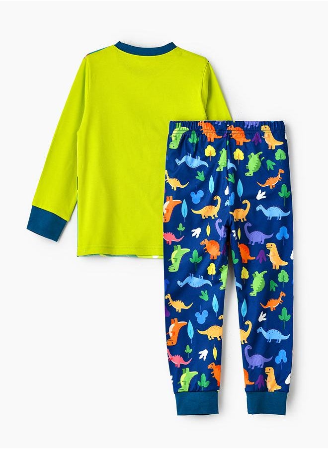 Happy Dino Glow-in-the-Dark Pajama Set for Boys