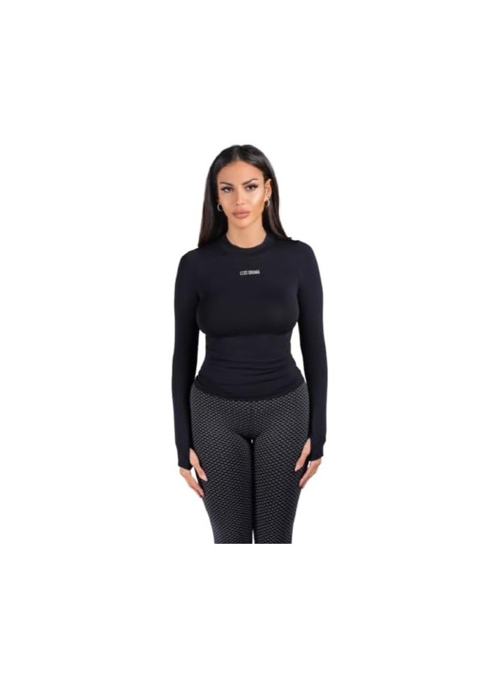 Less Drama Women's Long Sleeve Workout Top | Slim Fit Athletic Yoga Running Shirt with Thumb Holes |  Breathable Gym Unbothered Long Sleeve Top