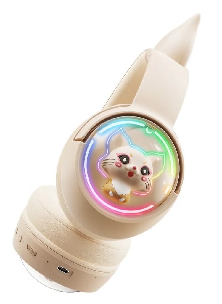 B5 RGB Bluetooth Wireless Gaming Headset with Cat Ear Design – Premium Stereo Sound, Noise-Canceling Mic, Comfortable Over-Ear Cushions, Adjustable Headband, RGB Lighting – Compatible with PC, PS4, Xbox, Mobile Devices – Pink