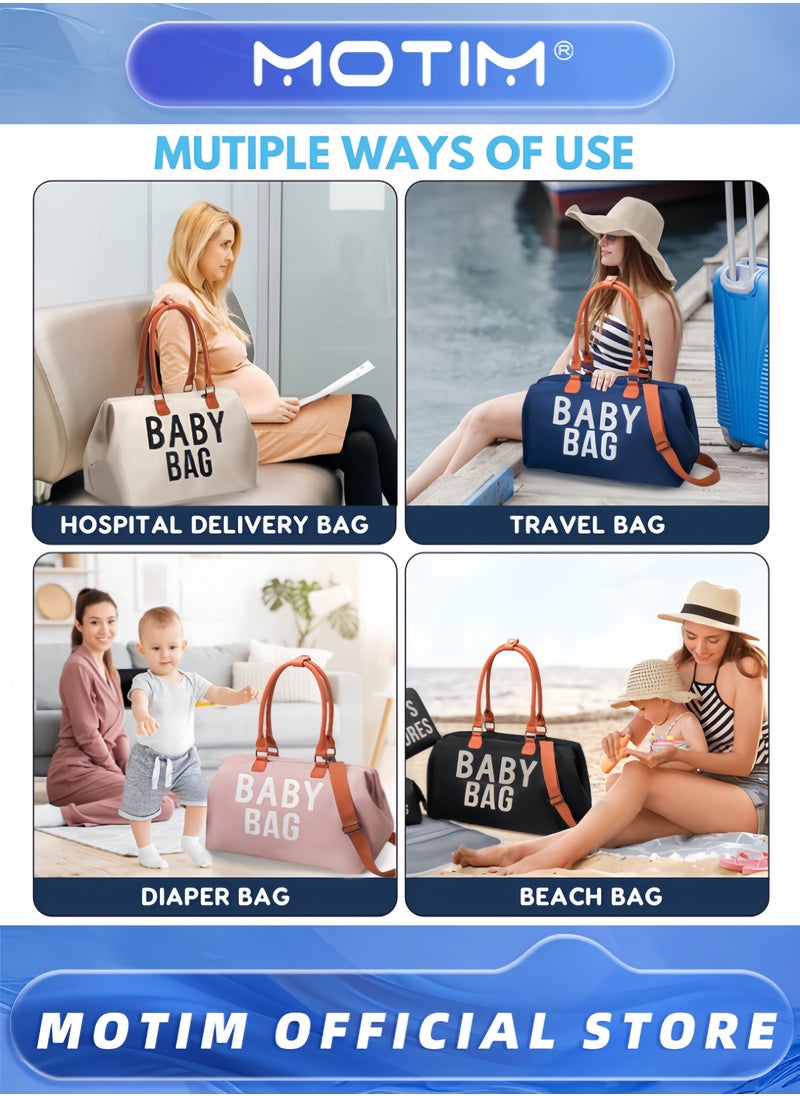 Diaper Bag Tote with 2 Organizer Pouches Mommy Bag for Hospital Baby Hospital Bag Large Capacity Waterproof Baby Bag for Labor and Delivery with Pouches and Straps