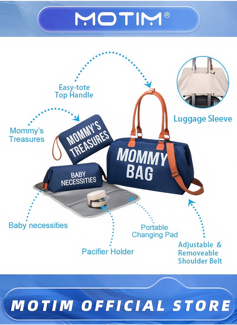 Diaper Bag Tote with 2 Organizer Pouches Mommy Bag for Hospital Baby Hospital Bag Large Capacity Waterproof Baby Bag for Labor and Delivery with Pouches and Straps