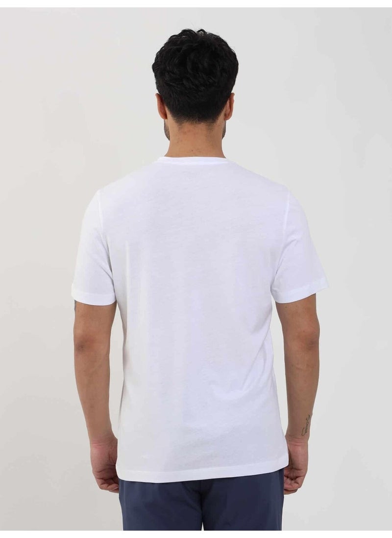 White Men's Slim Fit Plain V-Neck Tshirt - 105558