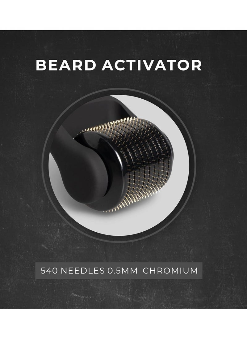 Beard Activator Derma Roller for Men, 540 - 0.5mm Chromium needles, Stimulates Hair Growth - Follicles activation