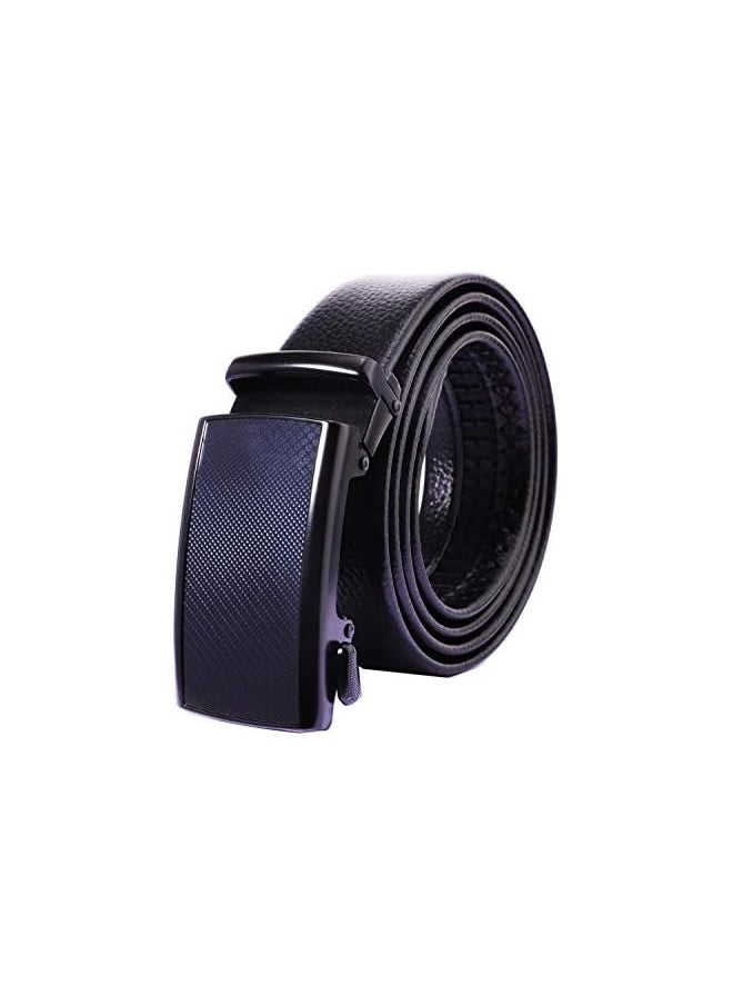 Men’s Leather,Men’s Leather Ratchet Dress Belt With Automatic Buckle, Enclosed in an Elegant Gift Box-Black