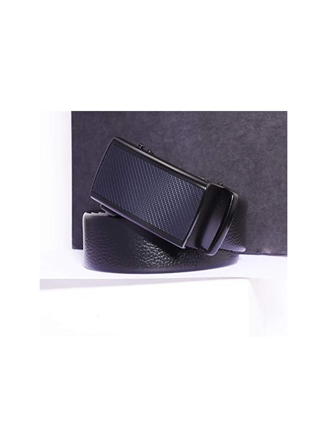 Men’s Leather,Men’s Leather Ratchet Dress Belt With Automatic Buckle, Enclosed in an Elegant Gift Box-Black