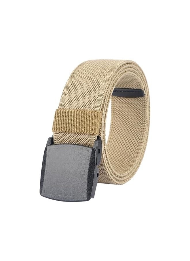 Elastic Belts for Men, Stretch Canvas No Metal Plastic Buckle for Work Travel Sports Trim to Fit 27-46