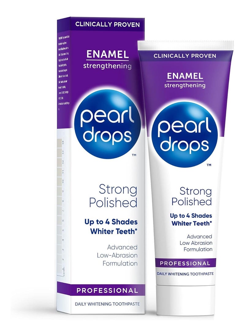 Pearl Drops Strong White Polished Mint Toothpaste Clinically Proven Whitening Low Abrasion Daily Use Formula 75ml