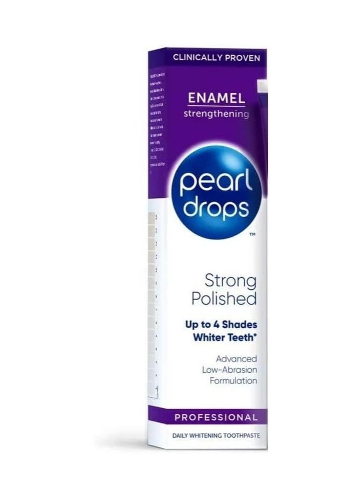 Pearl Drops Strong White Polished Mint Toothpaste Clinically Proven Whitening Low Abrasion Daily Use Formula 75ml