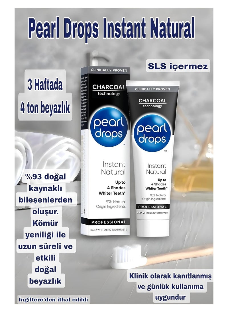 Pearl Drops Professional Daily Charcoal Toothpaste Up to 4 Shades Whiter Teeth Natural Formula Enamel Protection Freshens Breath 75ml