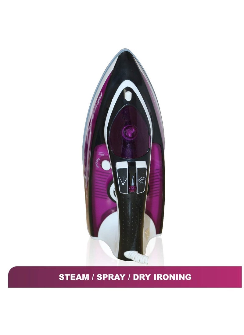 2200 W Steam Iron, Vertical Steaming, Anti-Calcium System, Ceramic Non-Stick Soleplate, Self-Cleaning, Anti-Drip, Rapid Heating, random color available