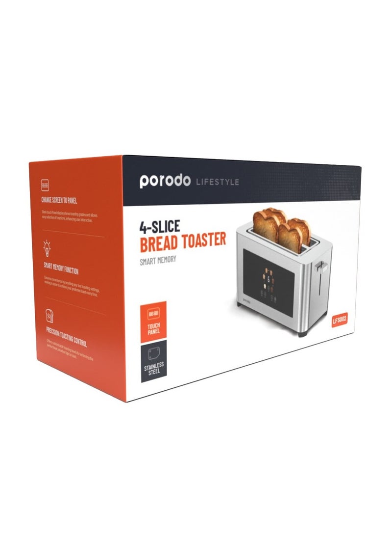 Porodo Lifestyle 4-Slice Bread Toaster Smart memory