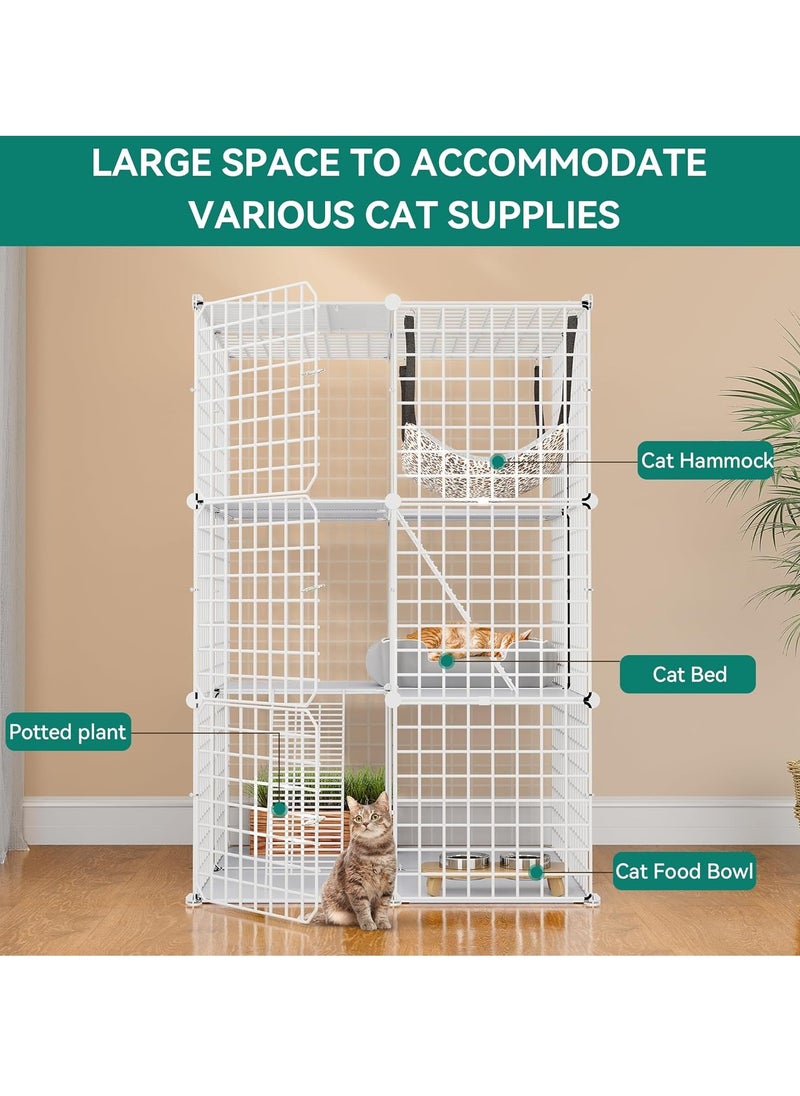 Cat Cage, Cat house, Cat Cages Indoor Large, DIY Cat Enclosure Outdoor, Pet Cage for Rabbits, Small Animals ,Cat tree can be placed (White 147x111x75 cm)