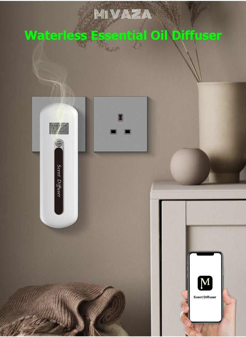 Air Fragrance Device - Air Freshener - Essential Oil Diffuser - Waterless Fragrance Diffuser - Air Perfuming Device with LCD Screen - Built-in Bluetooth - Wall Mounted Aroma Diffuser - Smart Automatic Spray - Cordless Deodorizer - 160ml