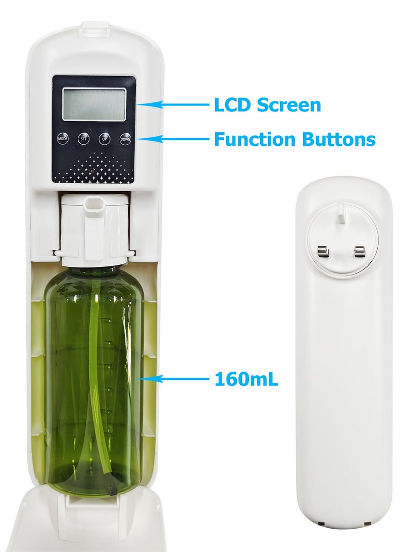 Air Fragrance Device - Air Freshener - Essential Oil Diffuser - Waterless Fragrance Diffuser - Air Perfuming Device with LCD Screen - Built-in Bluetooth - Wall Mounted Aroma Diffuser - Smart Automatic Spray - Cordless Deodorizer - 160ml