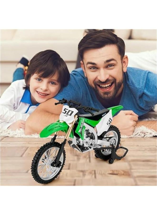 Toy Car Compatible for 1:12 Kawasaki KX450 Racing Motorcycle Model Car, Collectible Diecast Gift Toy for Kids Boys Girls and Adults, Gift Green.