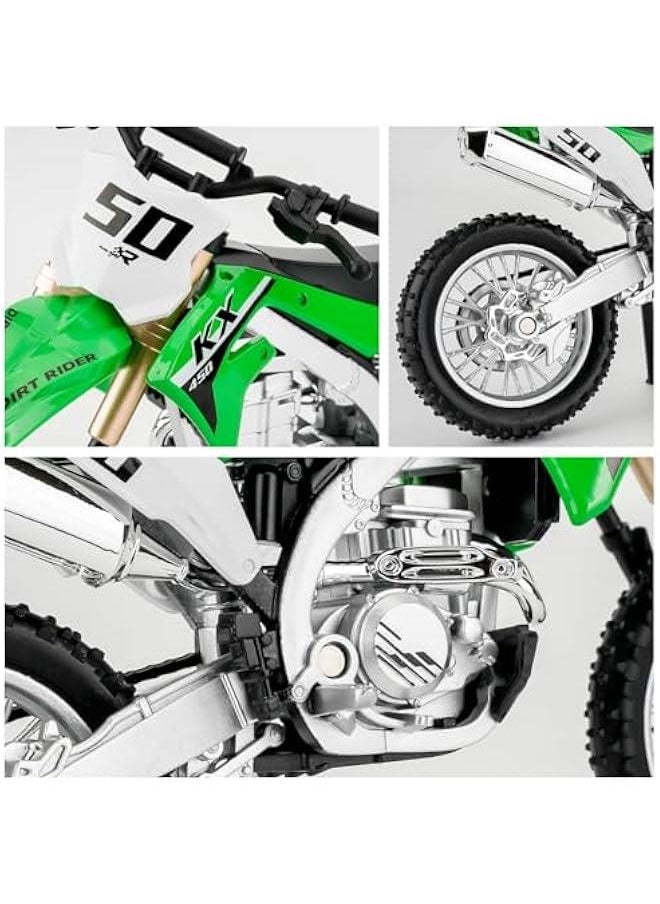 Toy Car Compatible for 1:12 Kawasaki KX450 Racing Motorcycle Model Car, Collectible Diecast Gift Toy for Kids Boys Girls and Adults, Gift Green.