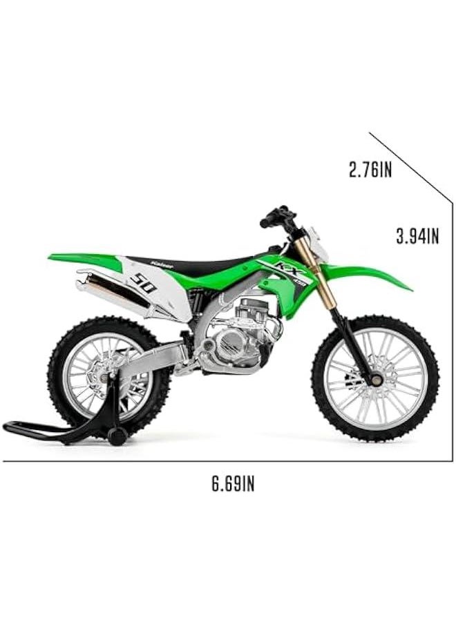 Toy Car Compatible for 1:12 Kawasaki KX450 Racing Motorcycle Model Car, Collectible Diecast Gift Toy for Kids Boys Girls and Adults, Gift Green.