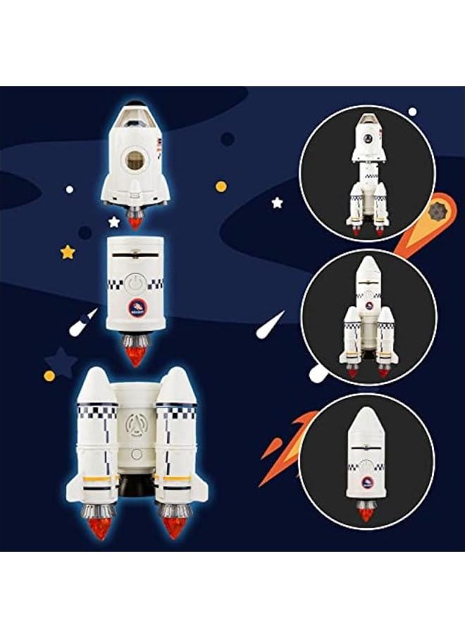 Space Rocket Toys for Kids Space Shuttle Adventure Toys Model Gift 5-in-1 Aerospace Toys with 2 Astronauts, Projection Lamp, Space Adventure Toys Gift for Boys Girls 3+ Years Old