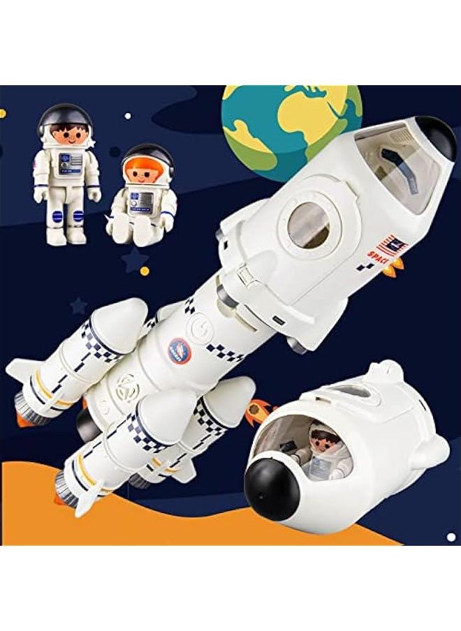 Space Rocket Toys for Kids Space Shuttle Adventure Toys Model Gift 5-in-1 Aerospace Toys with 2 Astronauts, Projection Lamp, Space Adventure Toys Gift for Boys Girls 3+ Years Old