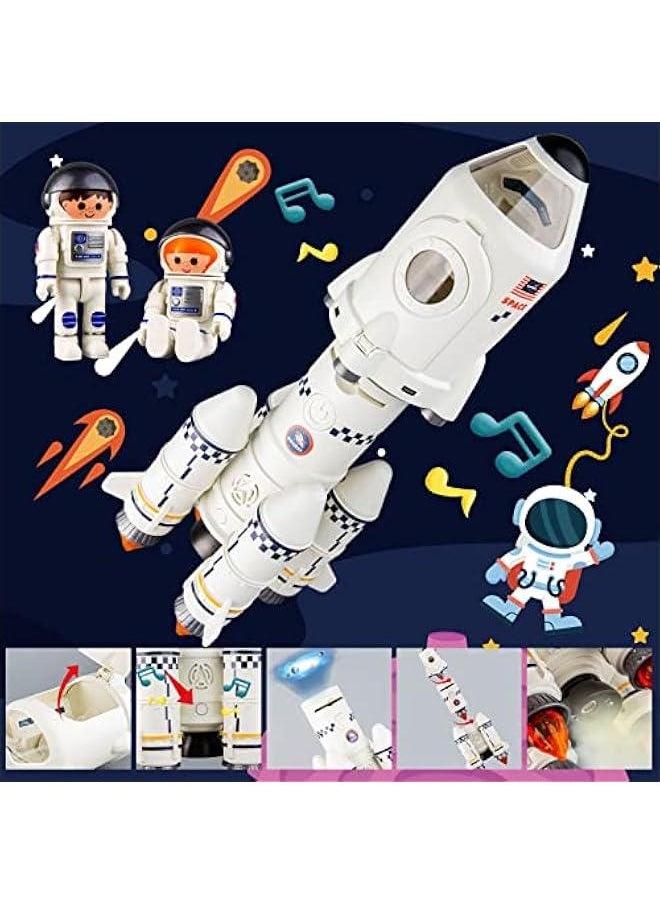 Space Rocket Toys for Kids Space Shuttle Adventure Toys Model Gift 5-in-1 Aerospace Toys with 2 Astronauts, Projection Lamp, Space Adventure Toys Gift for Boys Girls 3+ Years Old