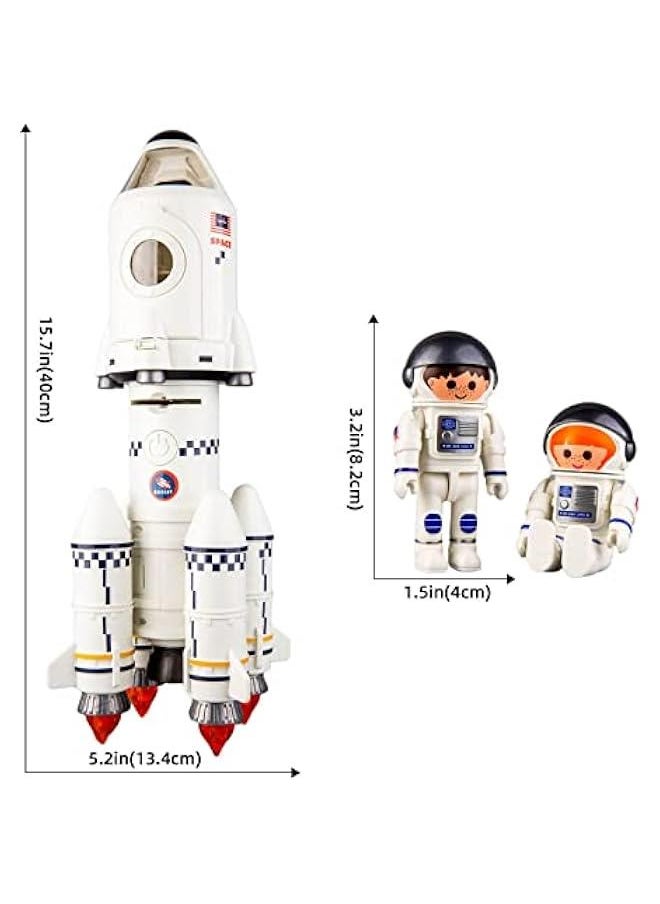 Space Rocket Toys for Kids Space Shuttle Adventure Toys Model Gift 5-in-1 Aerospace Toys with 2 Astronauts, Projection Lamp, Space Adventure Toys Gift for Boys Girls 3+ Years Old