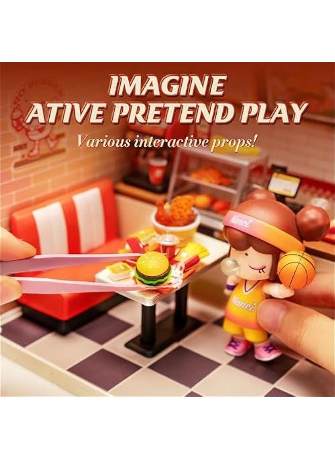 DIY Miniature Plastic House Building Set Toys Playset with LED Suitable for Mini Figures Construction Toys Diorama Kit Gifts for Teens Adults (Yum Yum Burgers)